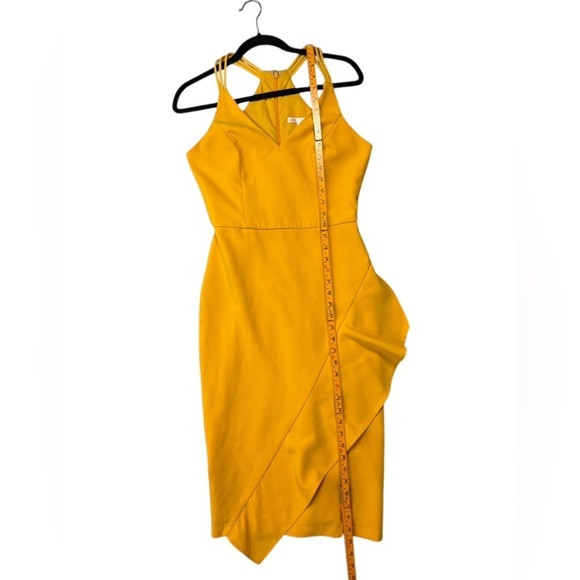 Harlyn Yellow Asymmetrical Sheath Dress Size Small - Picture 10 of 11
